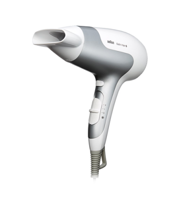 Braun Satin Hair 5 HD 580 Juukseföön - Võimas 2500W, Iooniline, 3 Seadet, Valge/Hõbedane