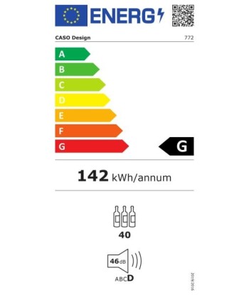 Veinikülmik Caso WineChef Pro 40 Energy efficiency class G, Free standing, Bottles capacity Up to 40 bottles, Cooling type