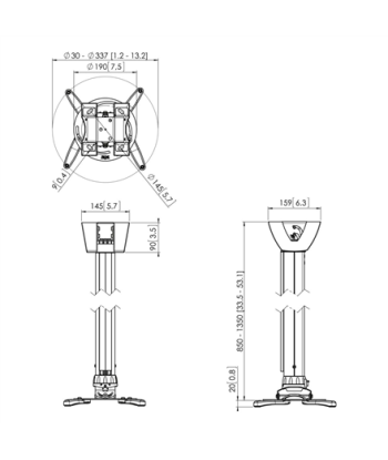 Projektori laekinnitus Vogels PPC1585 Projector ceiling mount, White Vogels, Turn, Tilt, Maximum weight (capacity) 15 kg