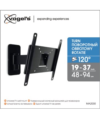 Vogels, Wall mount, MA2030-A1, Full motion, 19-40", Maximum weight (capacity) 15 kg, Black