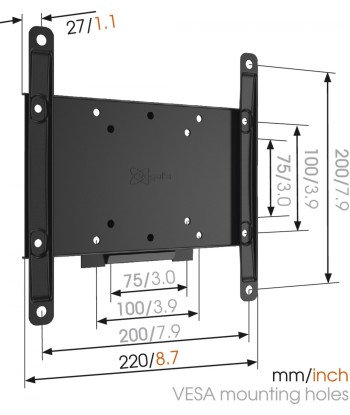 Vogels, Wall mount, MA2000-A1, Fixed, 26-40", Maximum weight (capacity) 30 kg, Black