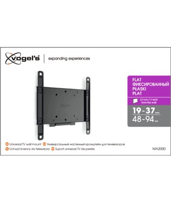 Настенное крепление Vogels, MA2000-A1, Fixed, 26-40 ", Maximum weight (capacity) 30 kg, VESA 75x75, 100x100, 200x100, 200x200 mm, Black