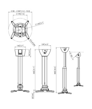 Vogels Projector Ceiling mount, PPC1555W, Maximum weight (capacity) 15 kg, White