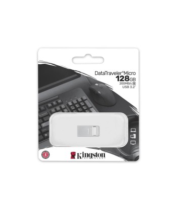 Kingston USB 3.2 Flash Drive DataTraveler micro 128 GB, USB 3.2, Silver