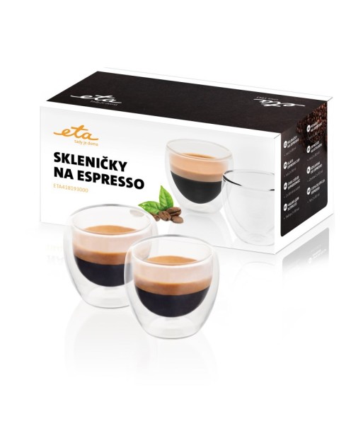 ETA Espresso cups ETA418193000 For espresso coffee, 2 pc(s), Dishwasher proof, Glass