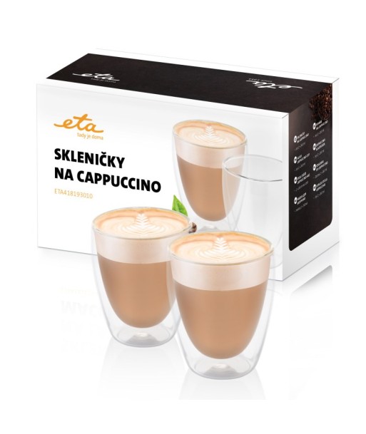 ETA Cappuccino cups ETA418193010 For cappuccino coffee, 2 pc(s), Dishwasher proof, Glass