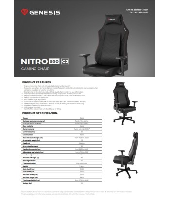 Игровое кресло Genesis Nitro 890 - Черный/Красный