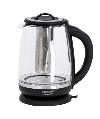 Camry Kettle CR 1290 Standard, 2200 W, 2 L, Plastic/glass, Black/Transparent, 360° rotational base