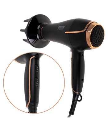 Camry CR 2255 Hair Dryer - 2200W, 3 Temperature Settings, Diffuser Nozzle - Black