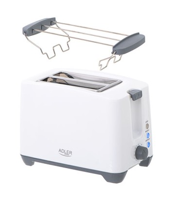 Тостер Adler AD 3216 - 2 ломтика, 750 Вт, Белый