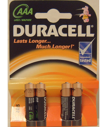Duracell AAA/LR03, Alkaline Basic MN2400, 4 pc(s)