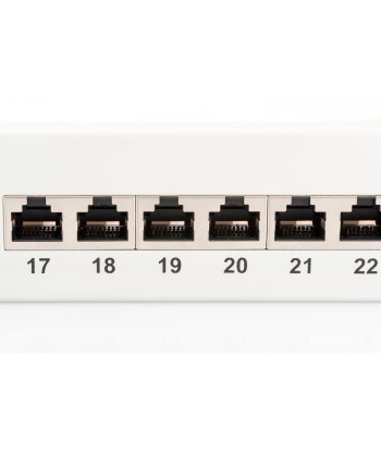 Digitus Patch Panel DN-91624S White, 48.2 x 4.4 x 10.9 cm, Category: CAT 6; Ports: 24 x RJ45; Retention strength: 7.7 kg; Insertion force: 30N max