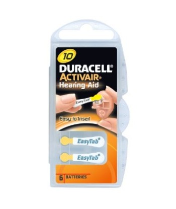 Duracell EasyTab DA10 Цинково-воздушные батарейки для слуховых аппаратов - 6 шт