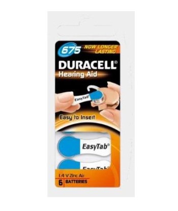 Duracell EasyTab DA675/A675/PR44 Tsink-õhk kuuldeaparaadi patareid - 6 tk