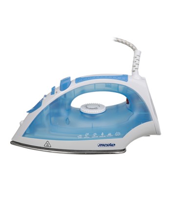 Iron Mesko MS 5023 Blue/White, 2200 W, With cord, Anti-scale system, Vertical steam function