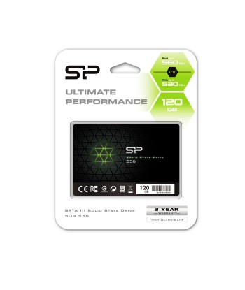 Silicon Power S56 120 GB, SSD form factor 2.5", SSD interface SATA, Write speed 530 MB/s, Read speed 560 MB/s