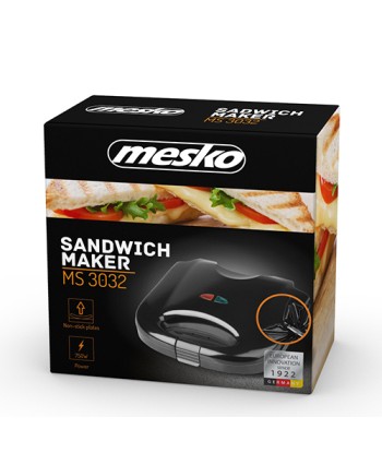 Võileivagrill Mesko MS 3032 750 W, Number of plates 1, Number of pastry 2, Black