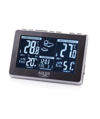 Adler AD 1175 Weather Station - Black & White Display with Remote Sensor