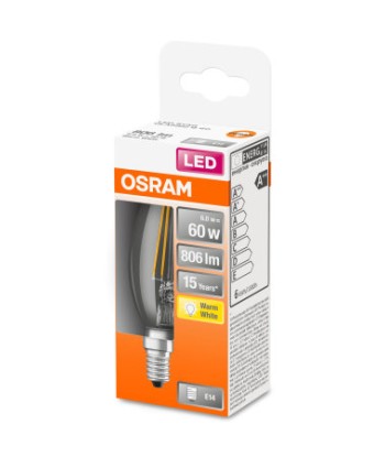 Osram Parathom Retrofit Classic B 60 E14, 6 W, Warm White, 60 W, 6kWh/1000h, 806 lm