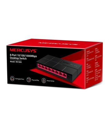 Mercusys, Switch, MS108G, Unmanaged, Desktop, Power supply type External