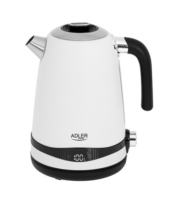 Электрический чайник Adler AD 1295w - 1.7л Нержавеющая сталь, Белый