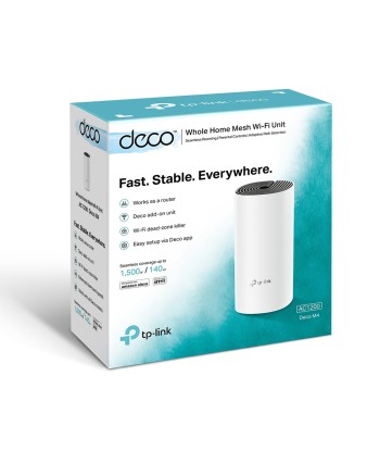 TP-LINK AC1200 Whole Home Mesh WiFi System Deco M4 (1-pack) 802.11ac, 867+300 Mbit/s, 10/100/1000 Mbit/s, Ethernet LAN (RJ-45)