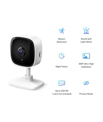 TP-LINK Home Security Wi-Fi Camera Tapo C110 Cube, 3 MP, 3.3mm/F/2.0, Privacy Mode, Sound and Light Alarm, Motion Detection and