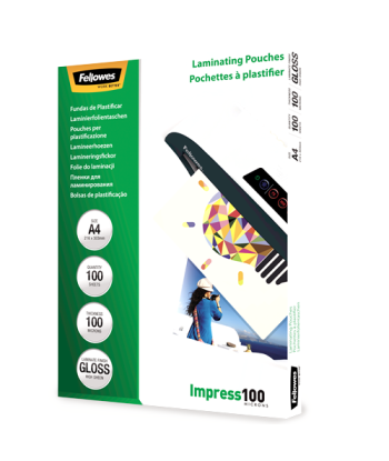 Fellowes Laminating Pouch 100 µ, 216x303 mm - A4, 100 pcs