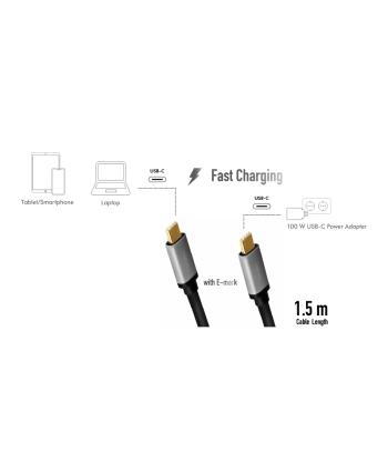 LogiLink USB 2.0 Type-C to Type-C Cable (1.5m, Black/Grey)