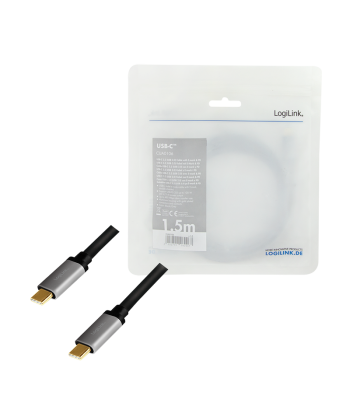LogiLink USB 2.0 Type-C to Type-C Cable (1.5m, Black/Grey)