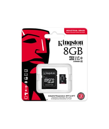 Kingston UHS-I 8 GB, microSDHC/SDXC Industrial Card, Flash memory class Class 10, UHS-I, U3, V30, A1, SD Adapter