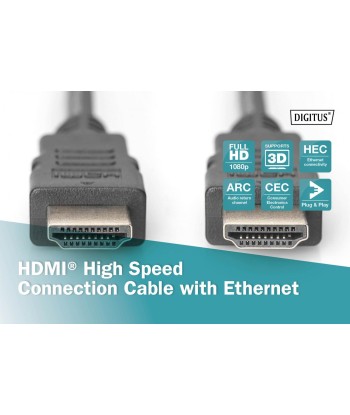 Digitus High Speed HDMI Cable with Ethernet AK-330114-020-S Black, HDMI to HDMI, 2 m