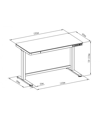 Digitus Electric Height Adjustable Desk, 72 - 121 cm, Maximum load weight 50 kg, Metal, White
