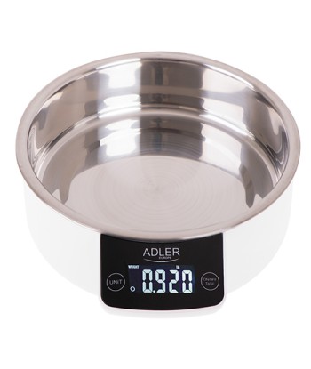 Köögikaal Adler AD 3166 Maximum weight (capacity) 5 kg, Graduation 1 g, Display type LCD, White