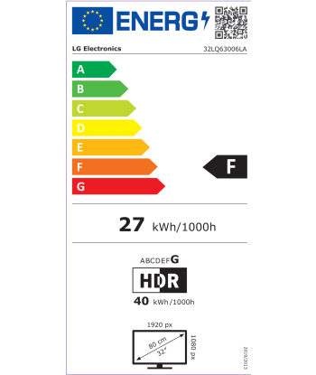 LG 32LQ63006LA  32" (81 cm), Smart TV, WebOS 3.0, FHD, 1920 x 1080, Wi-Fi, DVB-T2/T/S2/S