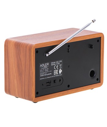 Adler, Radio DAB+ Bluetooth, AD 1184, Alarm function, Black/Brown