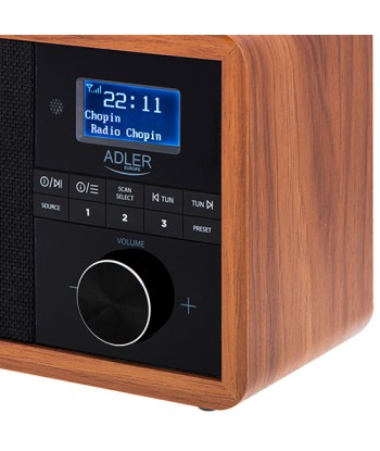 Adler, Radio DAB+ Bluetooth, AD 1184, Alarm function, Black/Brown