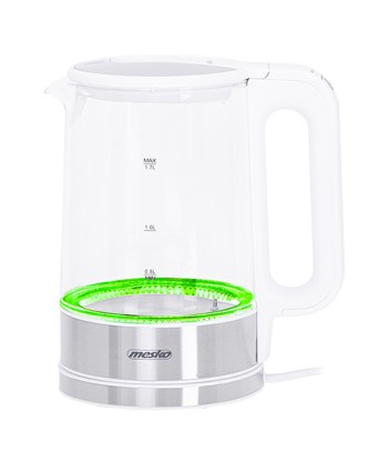 Mesko MS 1301w Veekeetja - Valge, 1.7L Klaas & Roostevaba teras