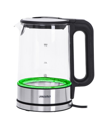 Mesko Kettle MS 1301b Electric, 1850 W, 1.7 L, Glass/Stainless steel, 360° rotational base, Black