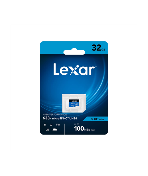Lexar 64GB High-Performance 633x microSDHC UHS-I, up to 100MB/s read 20MB/s write