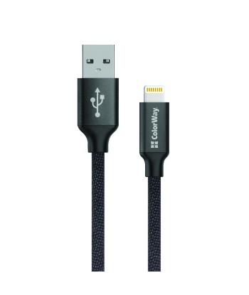 ColorWay Data Cable Apple Lightning Charging cable, Fast and safe charging, Stable data transmission, Black, 1 m