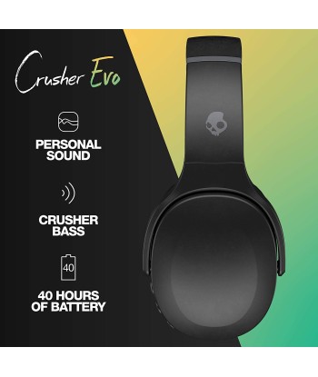 Juhtmevabad kõrvaklapid Skullcandy Crusher Evo Over-ear, Headband, Microphone, True Black