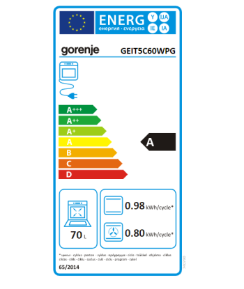Плита Gorenje GEIT5C60WPG Hob type Induction, Oven type Electric, White, Width 50 cm, Grilling, 70 L, Depth 59.4 cm