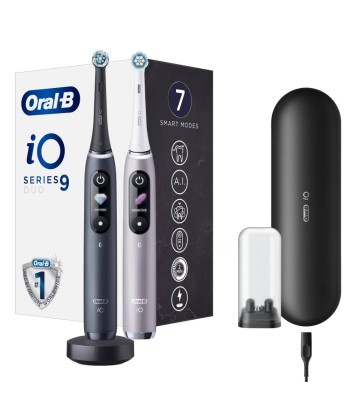 Oral-B Electric Toothbrush iO 9 Series Duo Rechargeable, For adults, Number of brush heads included 2, Black Onyx/Rose, Number