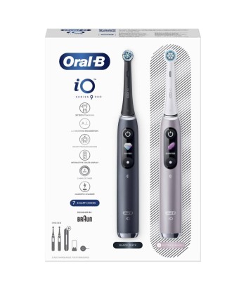 Oral-B Electric Toothbrush iO 9 Series Duo Rechargeable, For adults, Number of brush heads included 2, Black Onyx/Rose, Number