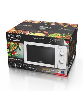Adler Microwave Oven AD 6205 Free standing, 700 W, White, 5, Defrost, 20 L
