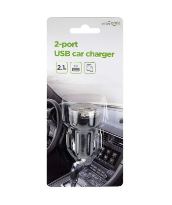 EnerGenie 2-port USB car charger EG-U2C2A-CAR-02 Black, 2.1 A