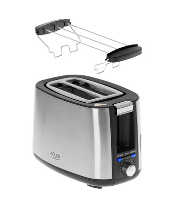 Тостер Adler AD 3214 - 750W, 2 слота, Нержавеющая сталь