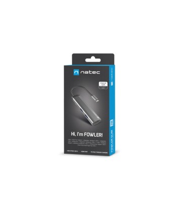 Natec Multi-Port Adapter Fowler Slim 0.15 m, Grey, USB Type-C