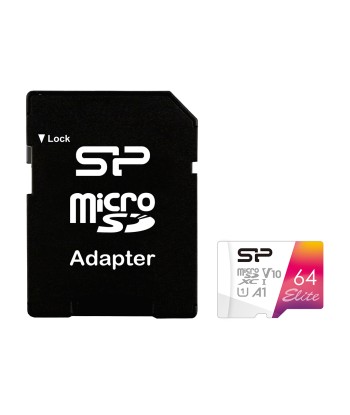 Silicon Power microSDHC UHS-I Memory Card Elite 64 GB, microSDHC/SDXC, Flash memory class 10
